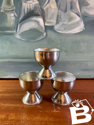 3 coquetiers en inox vintage