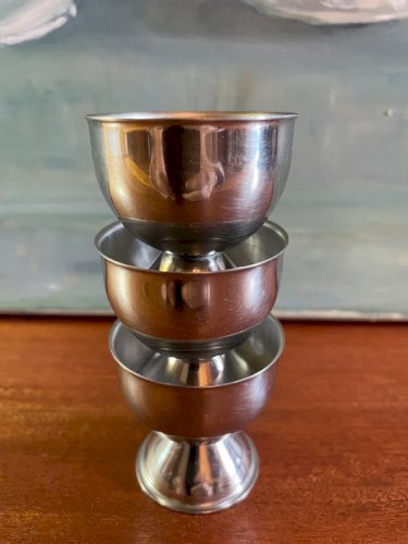 3 coquetiers en inox vintage