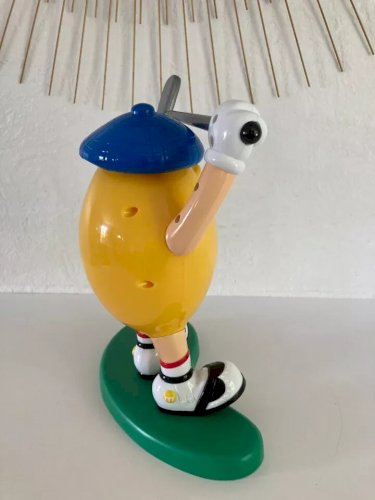 3 ⚜ Distributeur Publicitaire Bonbon M&M'S Golfeur Couleur Jaune Hauteur 27 Cm