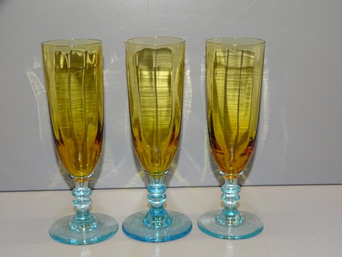 -3 FLUTES A CHAMPAGNE CRISTAL GEORGES SAND SANS MARQUE VISIBLE COLLECTION DECO D