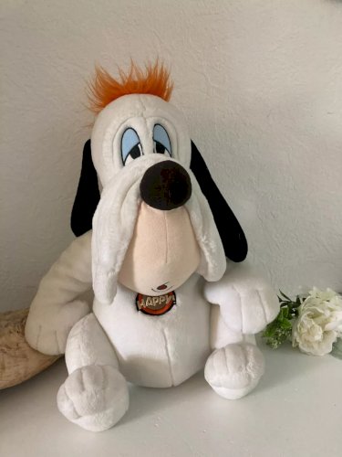 3 ⚜️ Grande Peluche Doudou Vintage Droopy Le Chien I'm Happy ! Hauteur 40 Cm