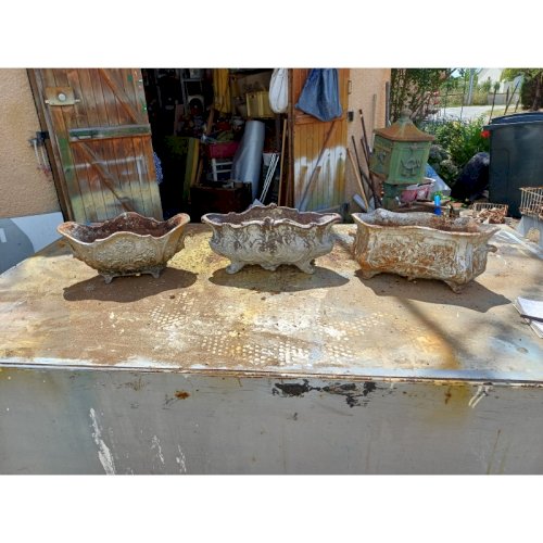 3 Jardinières en Fonte 1900 de Charleville - Mézières Style Rocaille