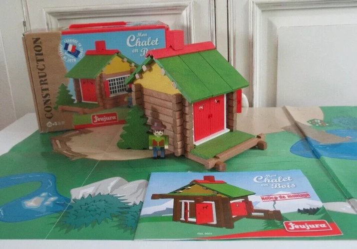 3 ⚜️ Jeu De Construction Mon Chalet En Bois Jeujura Complet 70 Pièces
