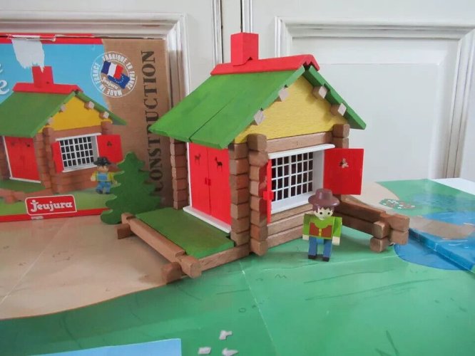 3 ⚜️ Jeu De Construction Mon Chalet En Bois Jeujura Complet 70 Pièces