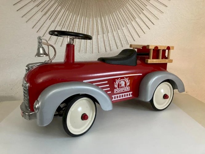 3 ⚜️ Jouet Voiture Porteur Véhicule Camion de Pompier Baghera en Métal Rouge  ⚜