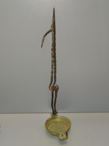 -3 LAMPES A HUILE RATS DE CAVE DONT 1 A 3 BECS BRONZE & FER FORGE COLLECTION   D