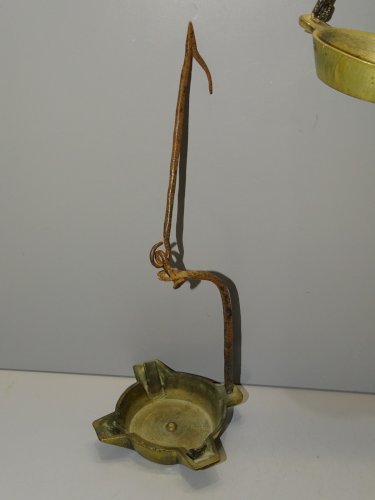 -3 LAMPES A HUILE RATS DE CAVE DONT 1 A 3 BECS BRONZE & FER FORGE COLLECTION   D