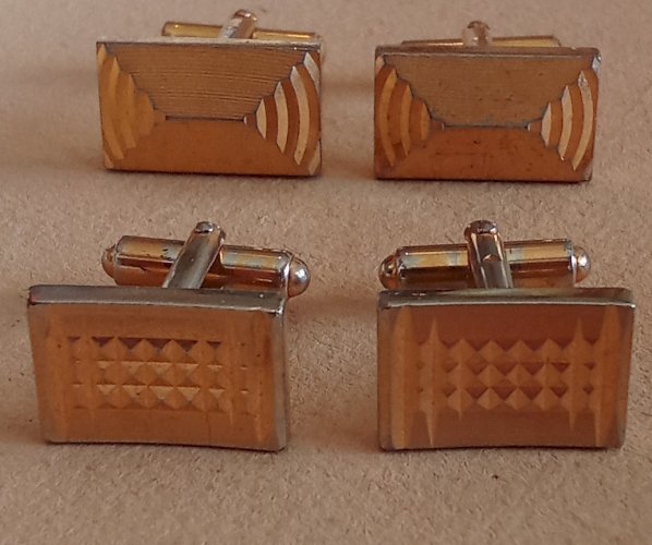 3 Paire Anciens Boutons De Manchette Métal Doré Luckenbooth Bijou Homme