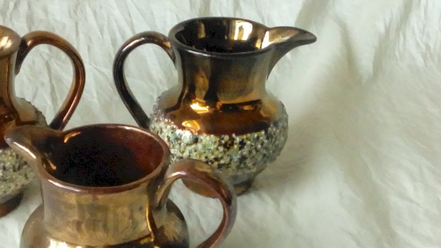 3 PETITS PICHETS FAIENCE DE JERSEY FIN 19 ÈME **