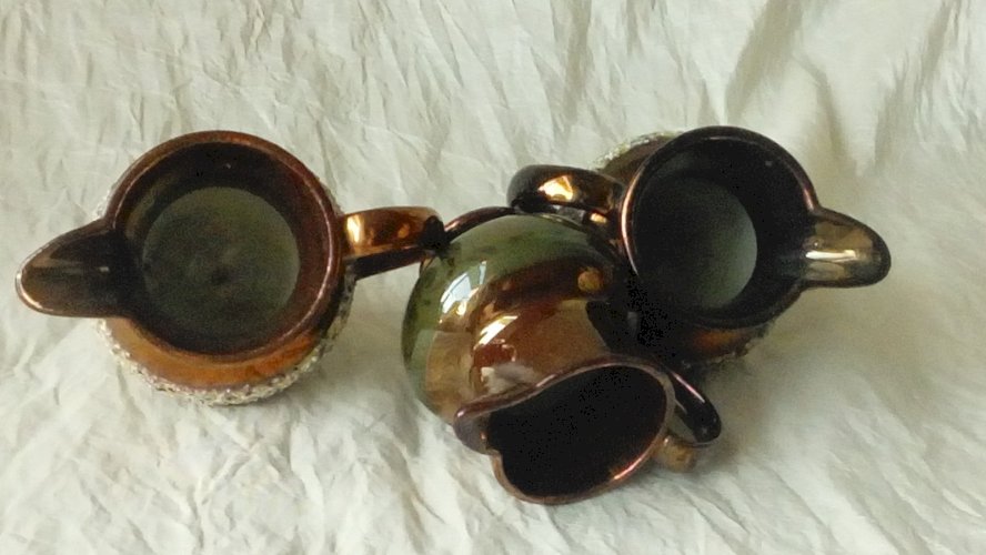 3 PETITS PICHETS FAIENCE DE JERSEY FIN 19 ÈME **