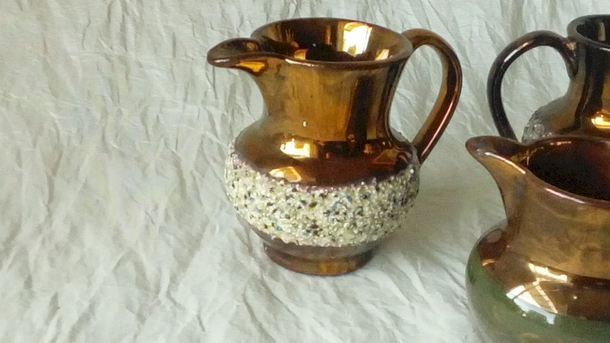 3 PETITS PICHETS FAIENCE DE JERSEY FIN 19 ÈME **