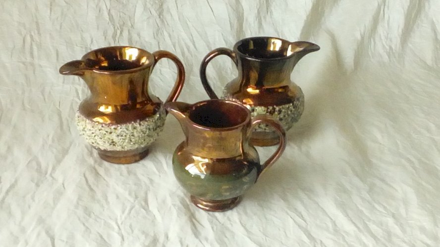 3 PETITS PICHETS FAIENCE DE JERSEY FIN 19 ÈME **