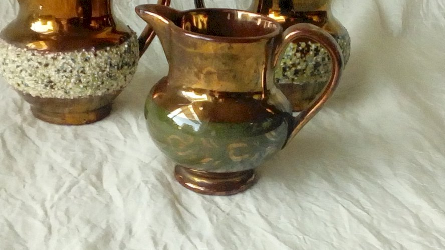 3 PETITS PICHETS FAIENCE DE JERSEY FIN 19 ÈME **