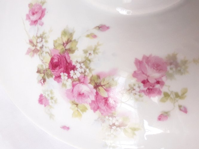 3 plats assortis porcelaine opaque 19ème décor de roses