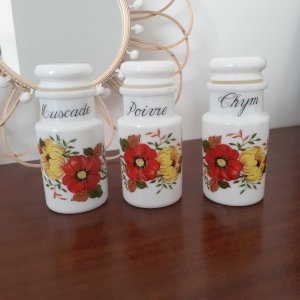 3 pots épices en opaline