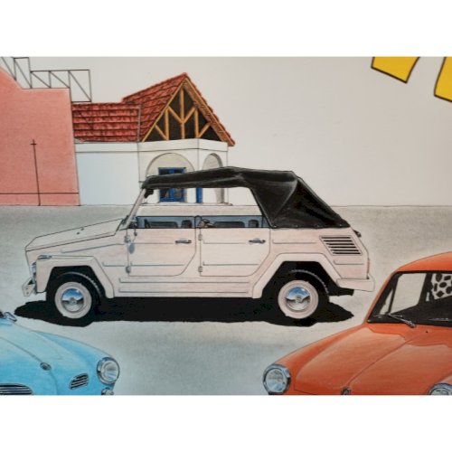 3 Pubs Plastifiées Voiture , Combi Wolsvagen et VW