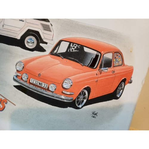 3 Pubs Plastifiées Voiture , Combi Wolsvagen et VW