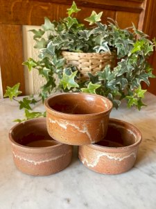 3 vintage stoneware ramekins