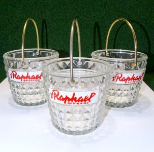 -3 SEAUX A Glaçons ST RAPHAEL QUINQUINA en VERRE VINTAGE COLLECTION BISTROT    D