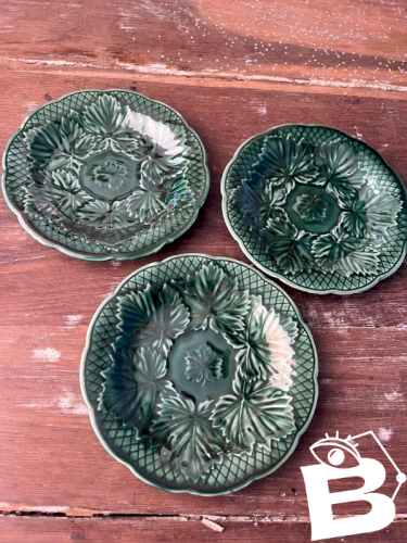 3 soucoupes Gien feuilles de vigne.