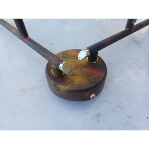 3 Suspensions Vintage Métal Doré Tulipes verre