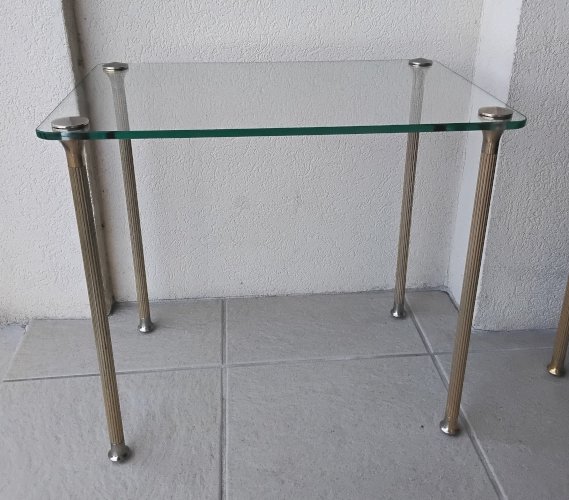 3 tables gigognes laiton et verre