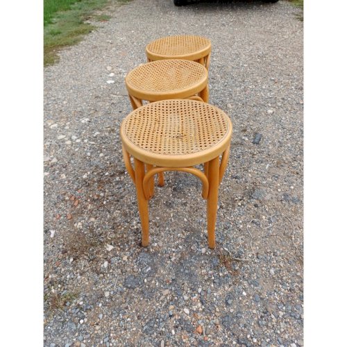 3 Tabourets Bois et Cannage