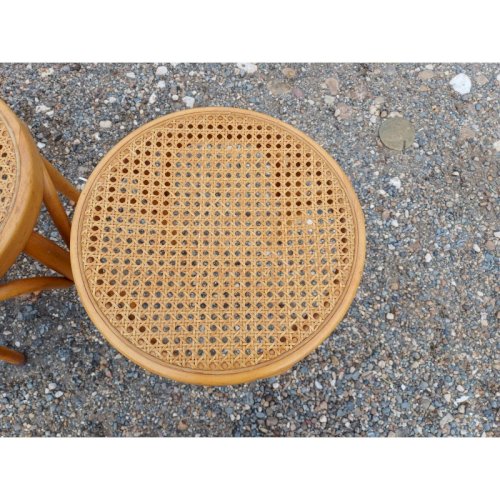 3 Tabourets Bois et Cannage