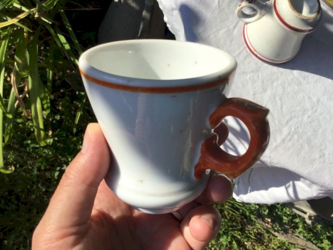 3 Tasse à brûlot ancienne XIXeme porcelaine de Paris filets