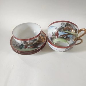 3 antique fine Japanese porcelain tea cups