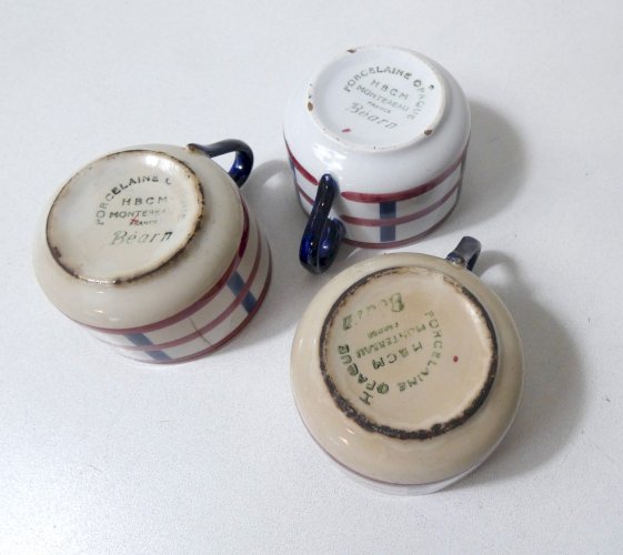 3 tasses HBCM Béarn Creil et Montereau