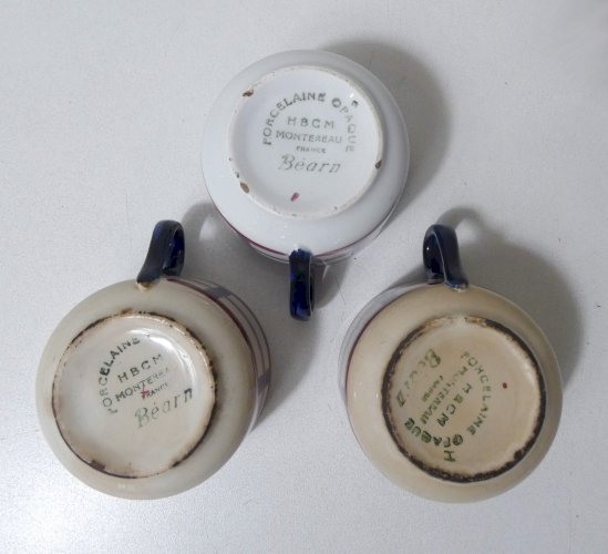 3 tasses HBCM Béarn Creil et Montereau