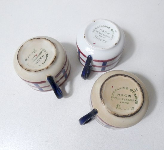 3 tasses HBCM Béarn Creil et Montereau