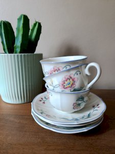3 cups & saucers Villeroy & Boch Delia pattern | vintage 1980