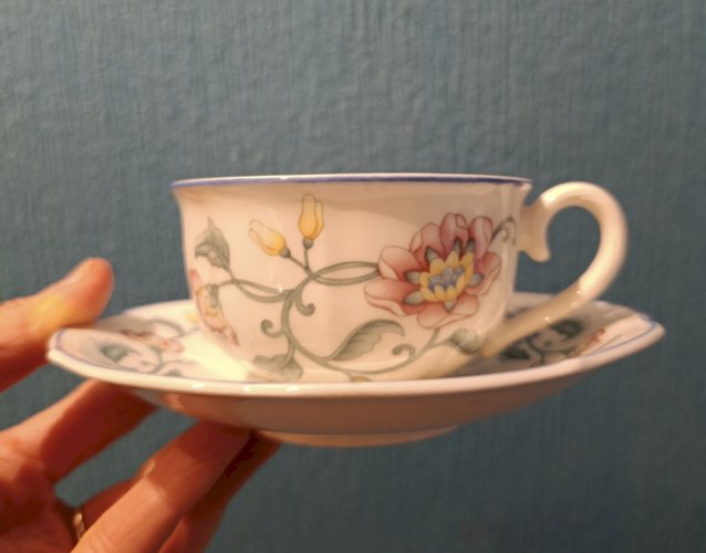 3 tasses & sous-tasses Villeroy & Boch décor Delia | vintage 1980