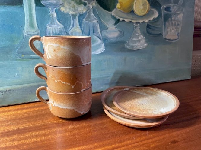3 tasses XL en grès vintage