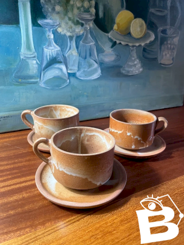 3 tasses XL en grès vintage