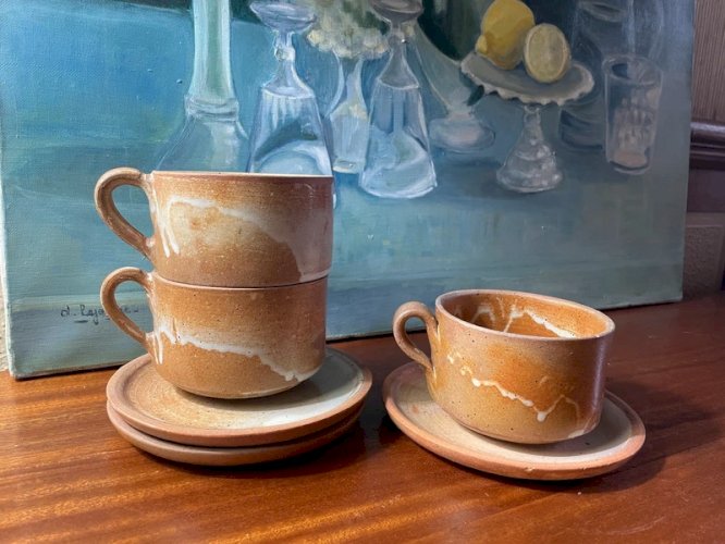 3 tasses XL en grès vintage