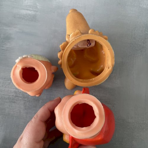 3 têtes de marionnette vintage Le Petit Chaperon Rouge , le loup et mère grand