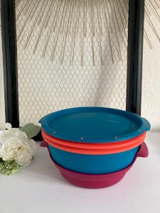 3 ⚜️ Tupperware Micro-Onde Vap W24 Cuiseur Vapeur Coloré