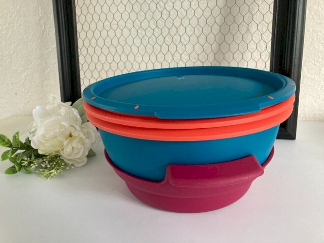 3 ⚜️ Tupperware Micro-Onde Vap W24 Cuiseur Vapeur Coloré