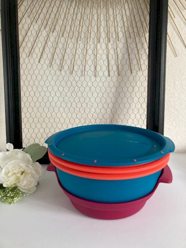3 ⚜️ Tupperware Micro-Onde Vap W24 Cuiseur Vapeur Coloré