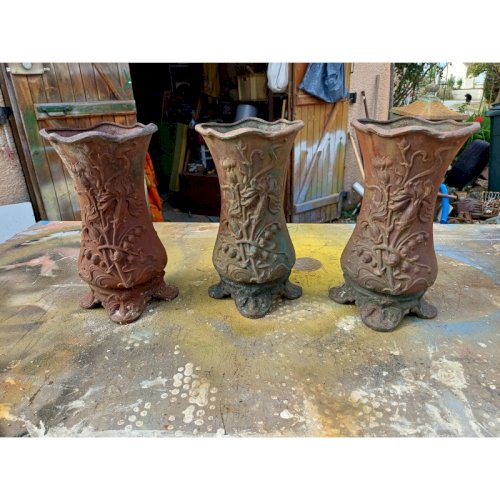 3 Vases en Fonte 1900 Charleville- Méziéres