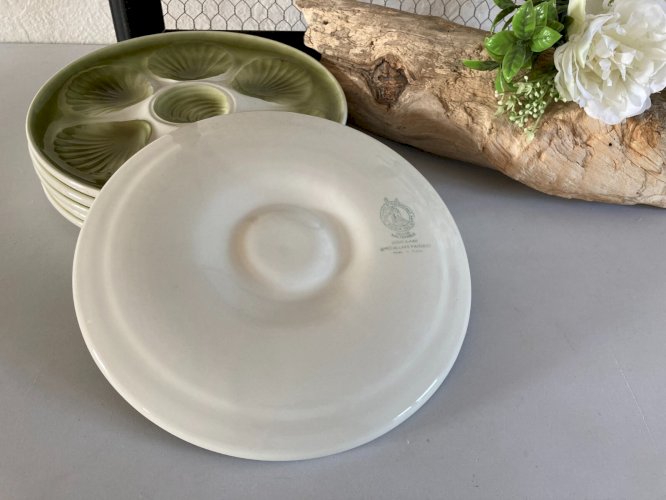 325⚜️ Ancien Lot de 6 Assiettes à Huitres Moulin Des Loups en Céramique Ø 25 Cm