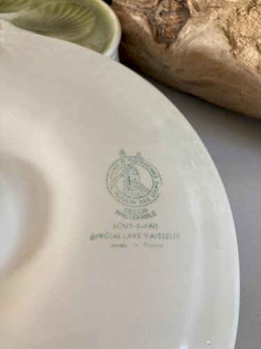 325⚜️ Ancien Lot de 6 Assiettes à Huitres Moulin Des Loups en Céramique Ø 25 Cm