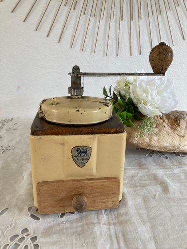 325 ⚜️ Ancien Moulin à Café en Bois Peugeot Frères Déco Collection Vintage