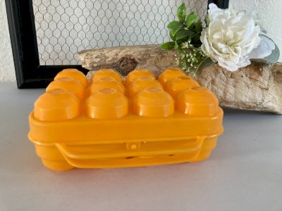 325⚜️ Ancienne Boite à Œufs Pour 12 Œufs Plastique Orange Vintage Authentique