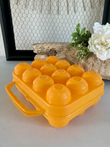 325⚜️ Ancienne Boite à Œufs Pour 12 Œufs Plastique Orange Vintage Authentique