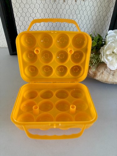 325⚜️ Ancienne Boite à Œufs Pour 12 Œufs Plastique Orange Vintage Authentique