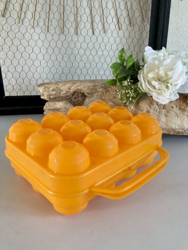 325⚜️ Ancienne Boite à Œufs Pour 12 Œufs Plastique Orange Vintage Authentique